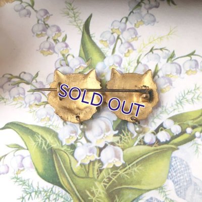 画像6: 二匹の猫のゴールドブローチ