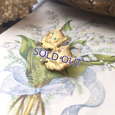 画像7: 二匹の猫のゴールドブローチ