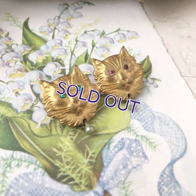 画像8: 二匹の猫のゴールドブローチ