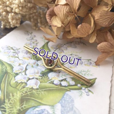 画像7: 赤ガラスのノットゴールドバーブローチ