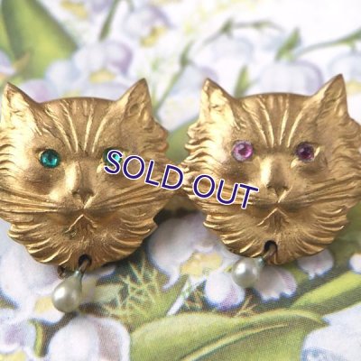 画像4: 二匹の猫のゴールドブローチ
