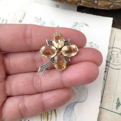 画像10: シトリンのクローバーブローチ