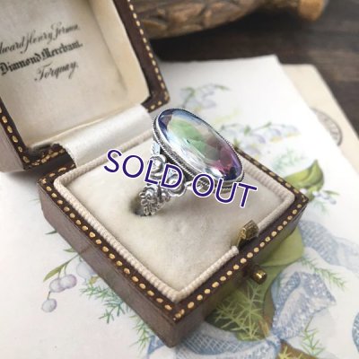 画像9: アイリスガラスとバラのシルバーリング