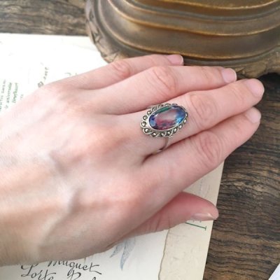 画像11: アイリスガラスとマーカサイトのシルバーリング