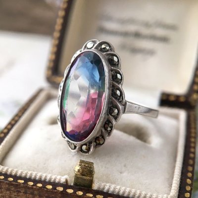 画像10: アイリスガラスとマーカサイトのシルバーリング