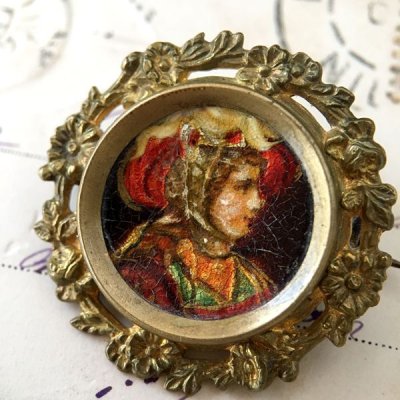 画像3: 少女の横顔肖像エナメルブローチ