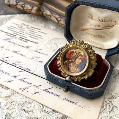 画像5: 少女の横顔肖像エナメルブローチ