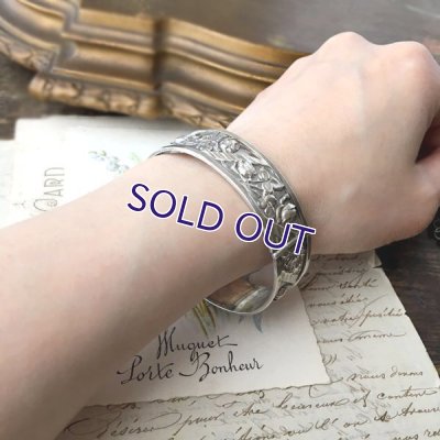 画像10: 銀製 バラ装飾のバングル