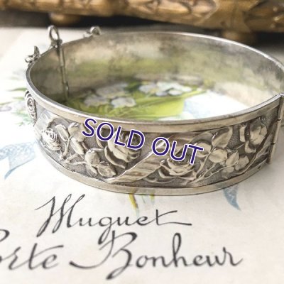 画像11: 銀製 バラ装飾のバングル