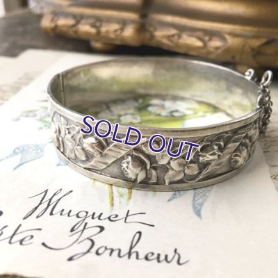 画像3: 銀製 バラ装飾のバングル