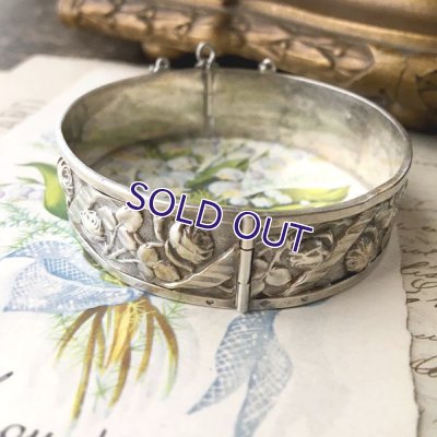 画像8: 銀製 バラ装飾のバングル