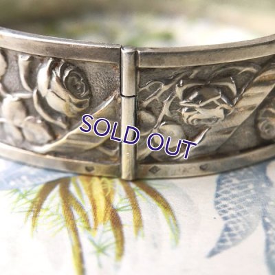 画像6: 銀製 バラ装飾のバングル