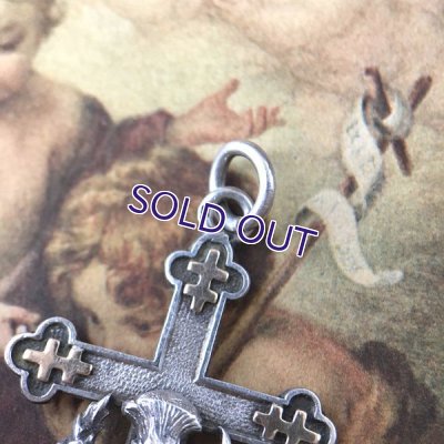 画像5: 銀製 ロレーヌ十字とアザミの紋章ペンダント