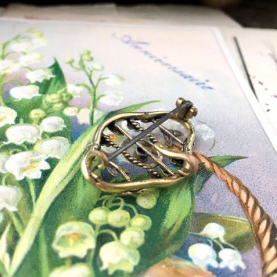 画像6: 赤ガラスとアールデコデザインのブローチ