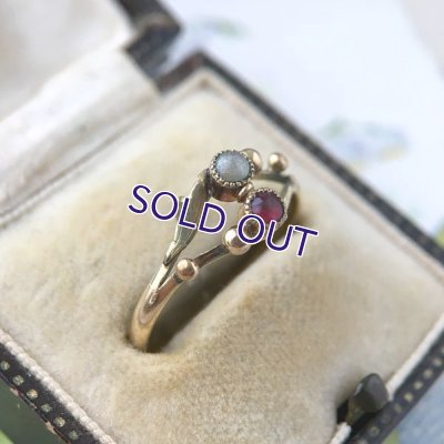 画像5: ORIA ルビーガラスとパールのゴールドリング（訳あり）