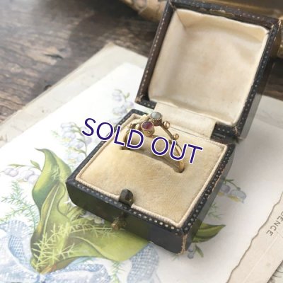 画像7: ORIA ルビーガラスとパールのゴールドリング（訳あり）