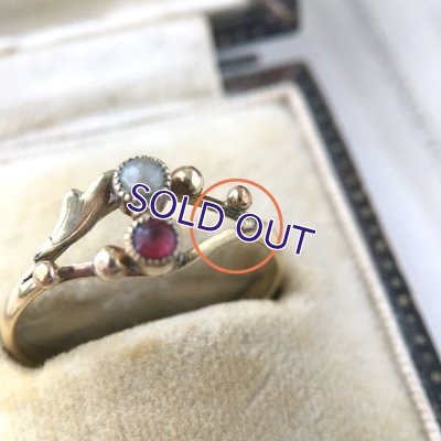 画像9: ORIA ルビーガラスとパールのゴールドリング（訳あり）