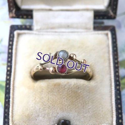 画像3: ORIA ルビーガラスとパールのゴールドリング（訳あり）