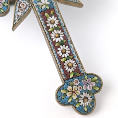 画像11: マイクロモザイクの大きなクロスペンダント