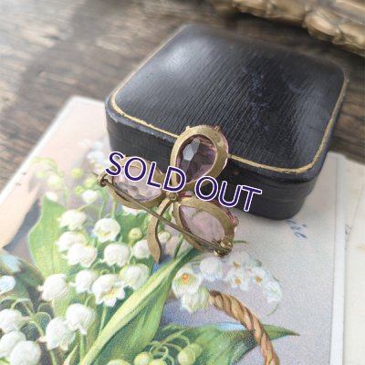 画像5: ストロベリーガラスのクローバーブローチ