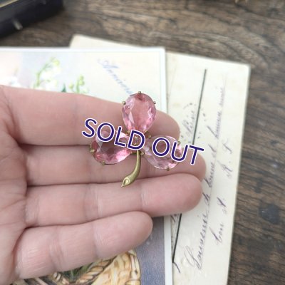 画像9: ストロベリーガラスのクローバーブローチ