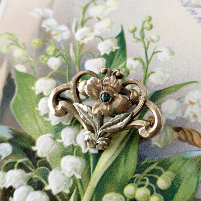 画像3: FIX 花のアールヌヴォーゴールドブローチ
