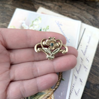 画像8: FIX 花のアールヌヴォーゴールドブローチ