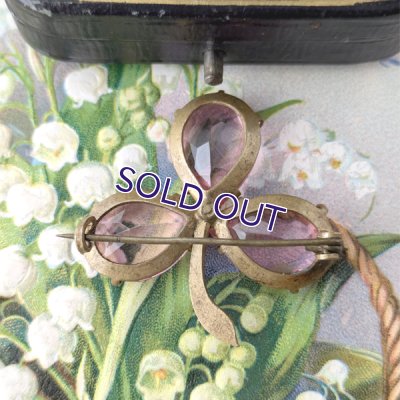 画像4: ストロベリーガラスのクローバーブローチ