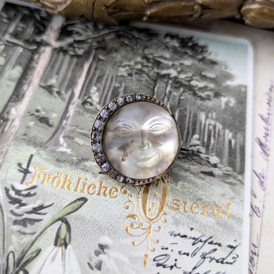 画像3: マンインザムーンとペーストガラスのブローチ