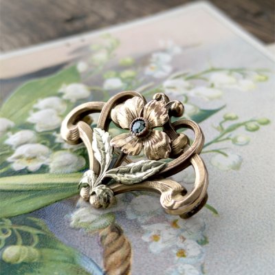 画像4: FIX 花のアールヌヴォーゴールドブローチ