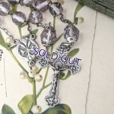 画像6: 銀製 ヤドリギ十字架の蛍光アメジストガラスロザリオ