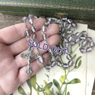 画像14: 銀製 ヤドリギ十字架の蛍光アメジストガラスロザリオ