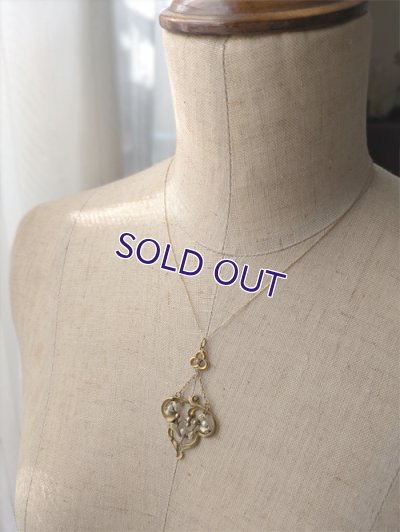 画像17: 18金 ヤドリギとパールのアールヌーヴォーゴールドペンダント（訳あり）