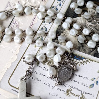 画像7: ホワイトガラスビーズのロザリオ