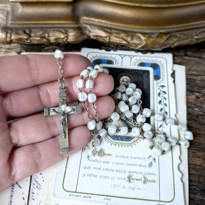 画像3: ホワイトガラスビーズのロザリオ