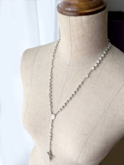 画像8: ホワイトガラスビーズのロザリオ