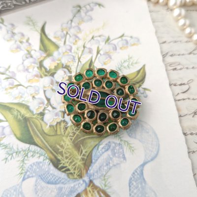 画像8: グリーンガラスのビンテージブローチセット