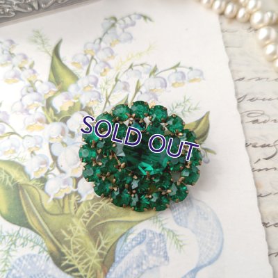 画像4: グリーンガラスのビンテージブローチセット