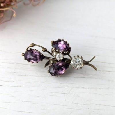 画像8: アメジストガラスの花のブローチ