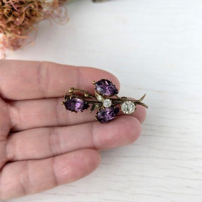 画像10: アメジストガラスの花のブローチ