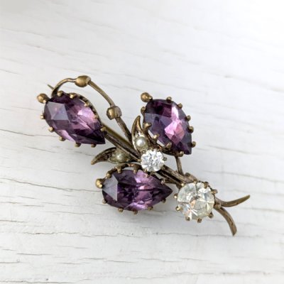 画像9: アメジストガラスの花のブローチ