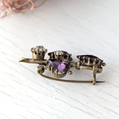 画像6: アメジストガラスの花のブローチ