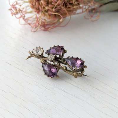 画像5: アメジストガラスの花のブローチ