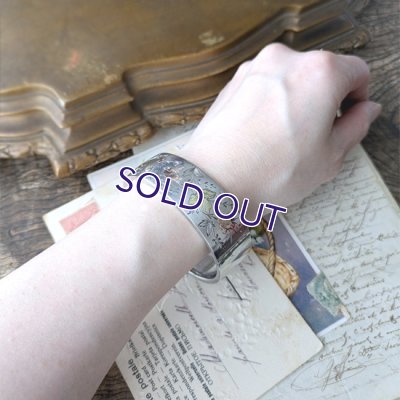 画像10: 銀製 鳥と小花のオリエンタルバングル