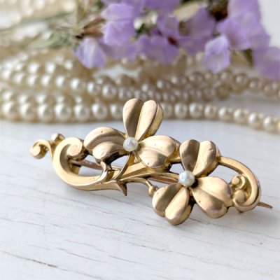 画像3: FIX ダブルクローバーのゴールドブローチ