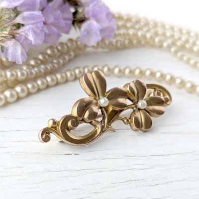 画像5: FIX ダブルクローバーのゴールドブローチ