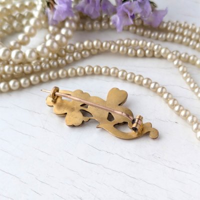 画像7: FIX ダブルクローバーのゴールドブローチ