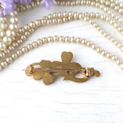 画像6: FIX ダブルクローバーのゴールドブローチ