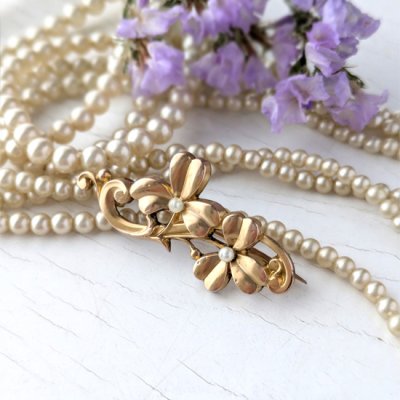 画像9: FIX ダブルクローバーのゴールドブローチ