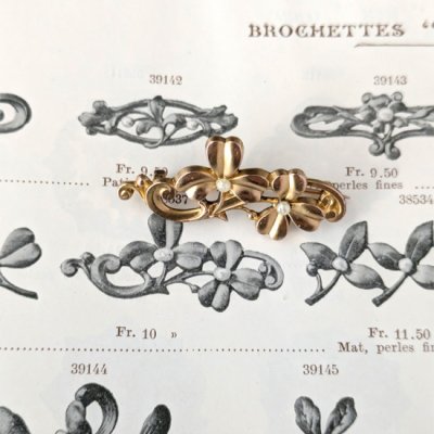 画像8: FIX ダブルクローバーのゴールドブローチ